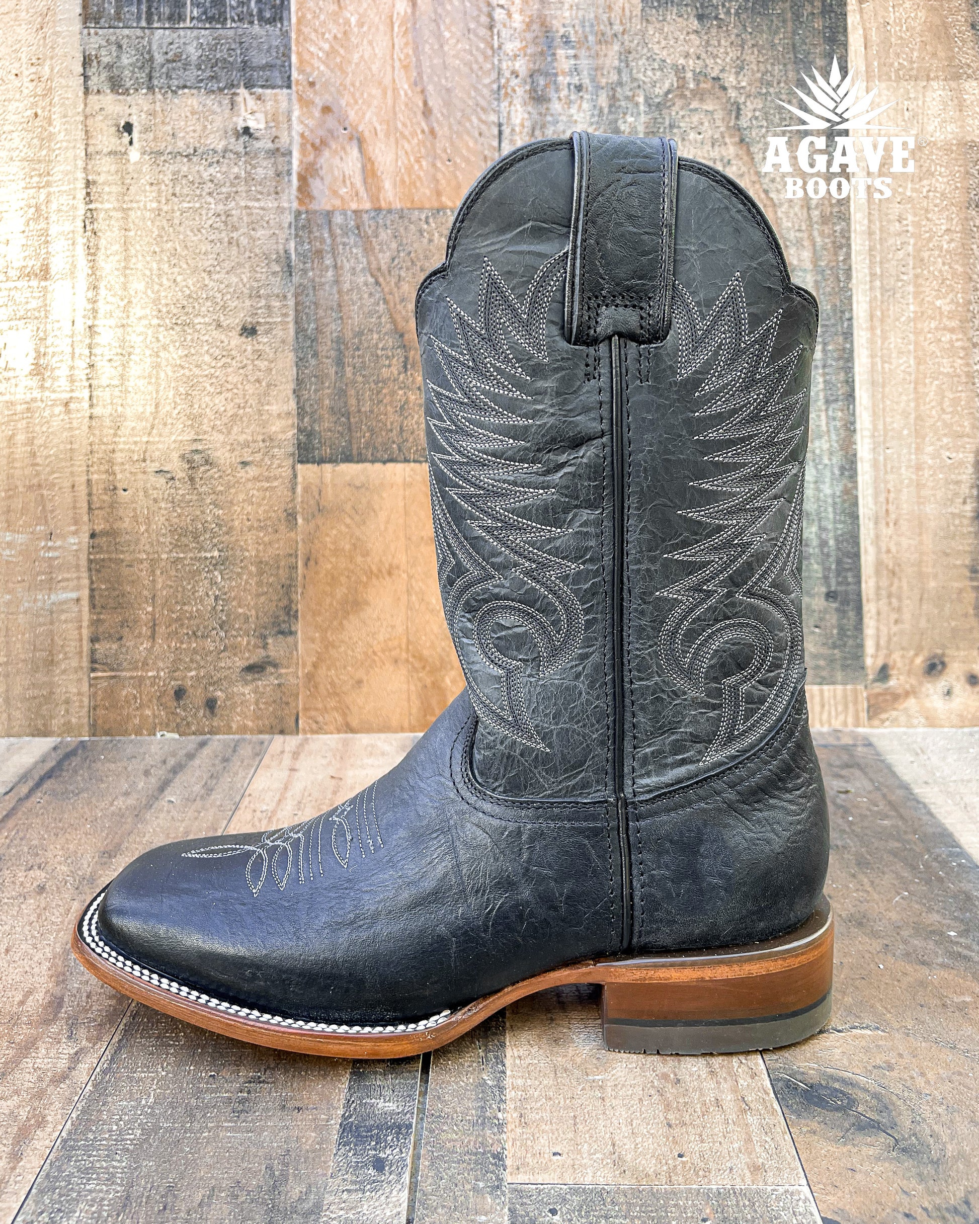 BLACK ELEPHANT EAR | MEN SQUARE TOE WESTERN COWBOY BOOTS – Agave Boots