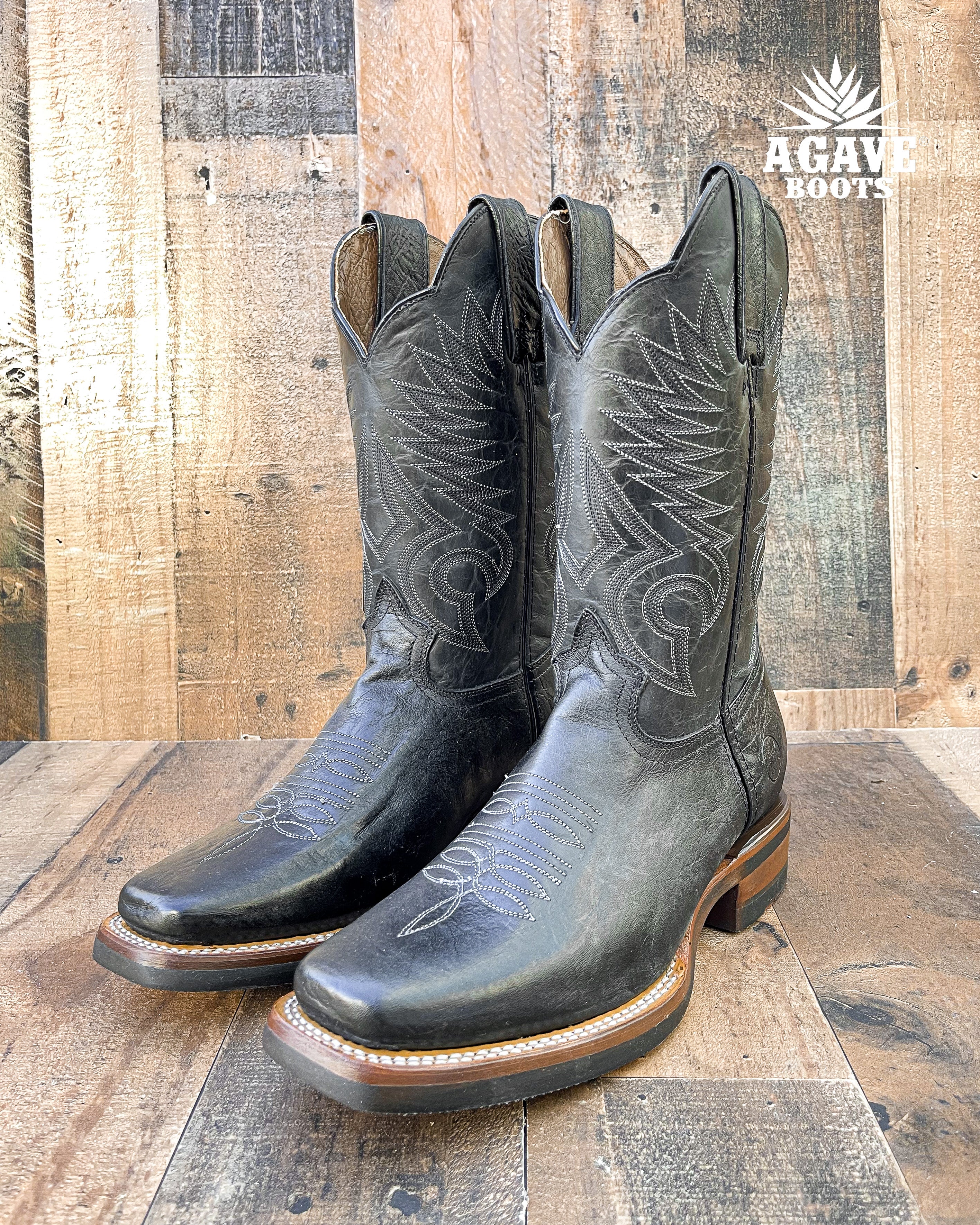 Mens black square toe clearance cowboy boots