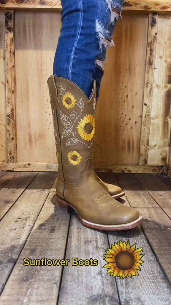 Cowboy boots with sunflowers sale